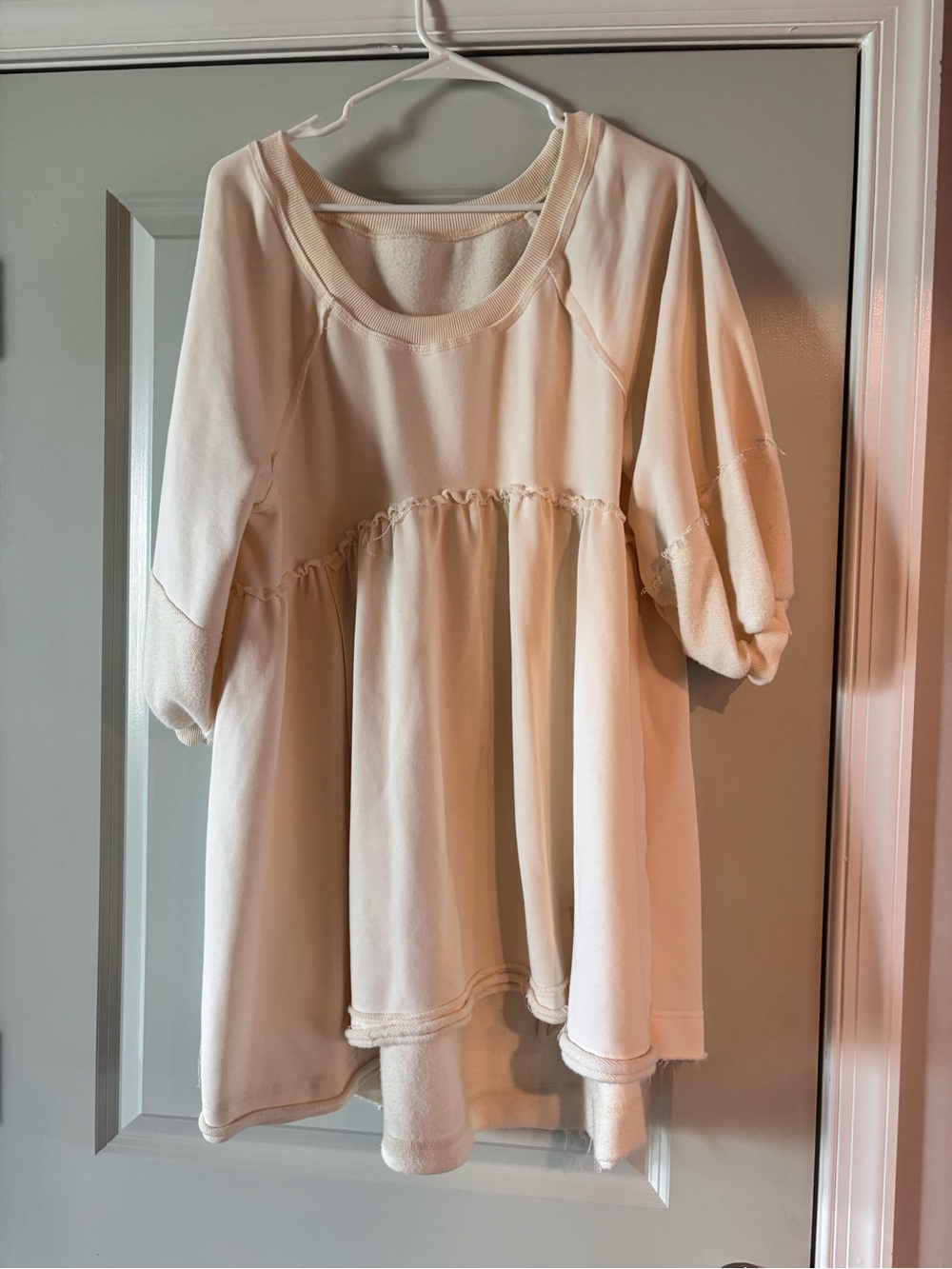Amazon Women's Cream Peasant Tunic Sweatshirt